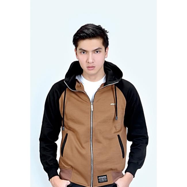azzura 508-08 sweater hoodies pria - fleece - keren dan gaul (brown)