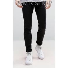 B & R SHOP - Celana Panjang Lois Skinny Pria Berbahan Soft Jeans - Murah Jahitan Rapi Resletig Kuat - Hitam.
