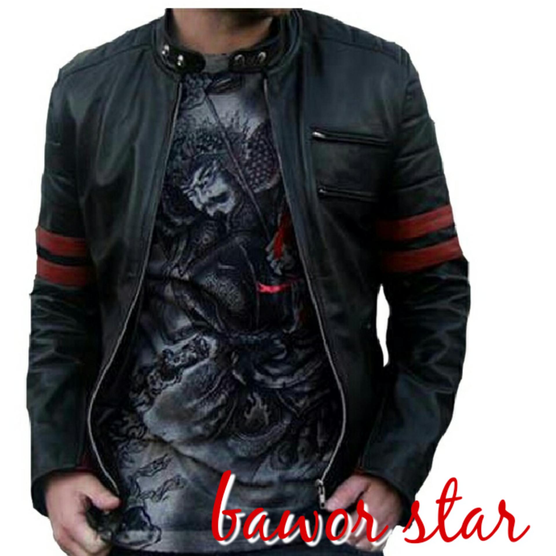 B_R fashion Jaket Kulit Bikers pria terbaru keren & sporty