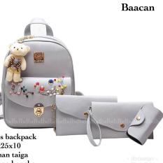 Tas BACKPACK/Ransel/TAS MINI BACKPACK/Tas Anak/Tas 3in1/Tas 4in1/TAS CROS BODY/TAS Drawstring backpack/Tas Messenger/Tas Chanel/Tas Dior/Tas FendI/Tas Louis Vuitton/Tas Prada/Tas Gucci/Tas murah BAACAN 4PCS BACKPACK GREY