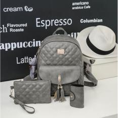 Korean Fashion Style Babosarang Tas Batam Ransel Wanita Backpack Fashion Dengan Gantungan Beruang Mini Free Dompet Panjang Wanita dan Dompet untuk Kartu BS14