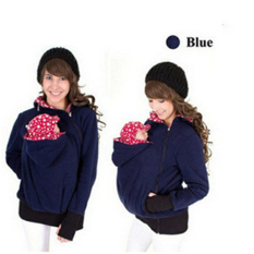 Baby Carrier Jaket Kangaroo Musim Dingin Pakaian Luar Mantel untuk Wanita Hamil Multifungsi Induk Kanguru Wanita Baju Lapis (Biru)