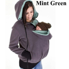 Baby Carrier Jaket Kangaroo Musim Dingin Pakaian Luar Mantel untuk Wanita Hamil Multifungsi Induk Kanguru Wanita Baju Lapis (Mint Hijau)