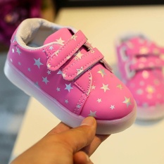 Baby Fashion Sneakers LED Luminous Anak Balita Kasual Lampu Warna-warni Sepatu-Intl