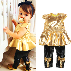 Baju Anak Bayi Perempuan Gaun + Kesemek Celana Set Pakaian Sederhana 2 Buah