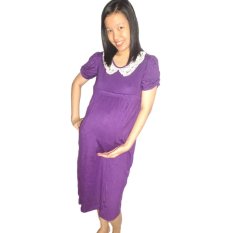 Baby Talk - Lace Maternity and Breastfeeding Dress - Baju Dress Hamil Daster Ibu Hamil Dress Menyusui Spandek Kaos Renda Cantik - Purple