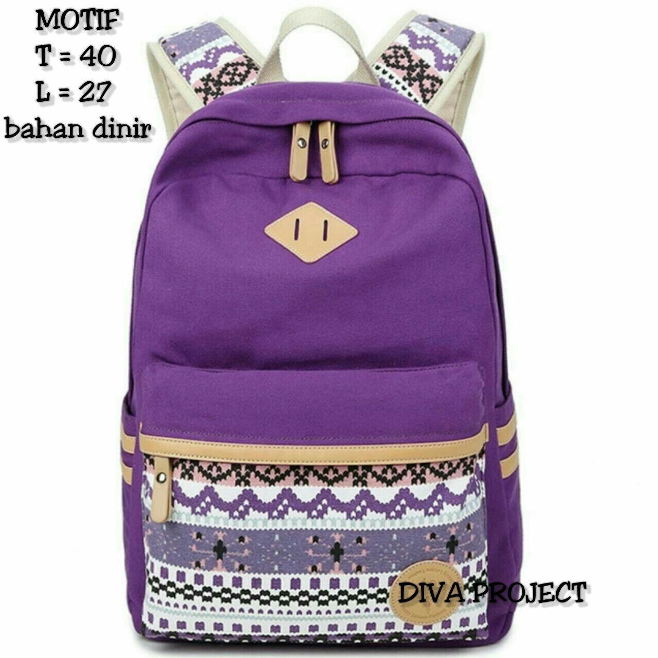 BACKPACK RANSEL TAS PUNGGUNG MOTIF WANITA KASUAL