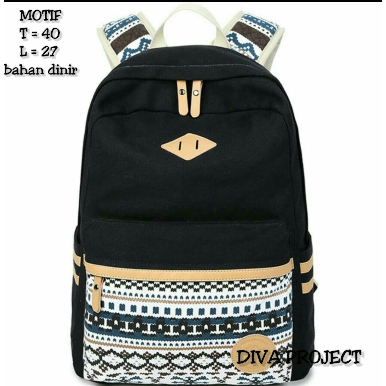 BACKPACK RANSEL TAS PUNGGUNG MOTIF WANITA KASUAL