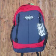Tas Backpack Ransel Pria Distro Murah Skaters Original Abu Merah