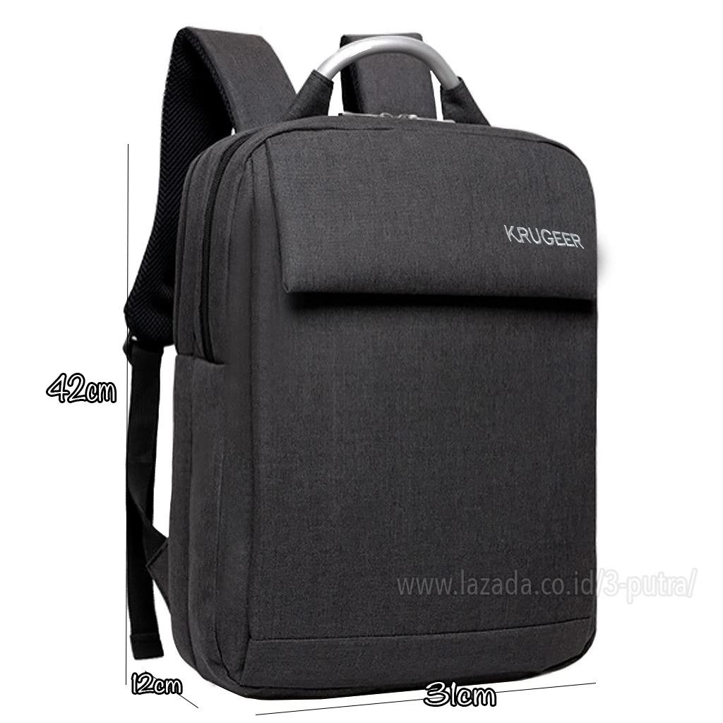 BackPack / Tas Ransel / Backpack Laptop / Ransel Laptop / Tas Punggung / Ransel Kerja / Tas Kerja - 3P Krugeer BackPack ( Black )