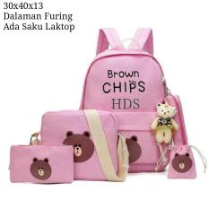 tas anak / sekolah backpack/tas ransel/tas punggung /ttravel bag 4 in 1 (crown chips) TANPA BONEKA