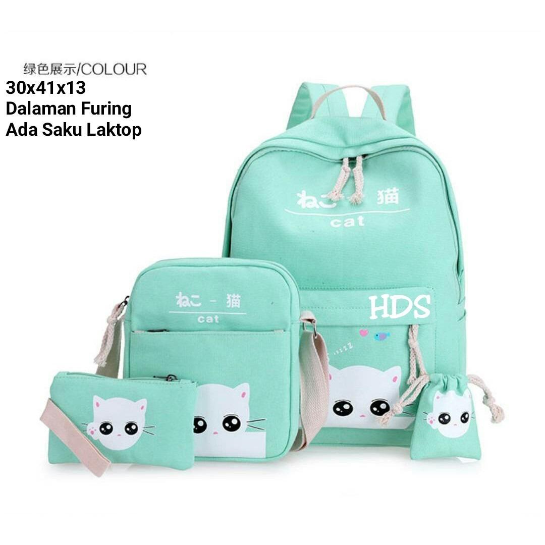 tas anak / sekolah backpack/tas ransel/tas punggung/travel bag 4 in 1 (mata kucing)