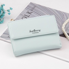 Baellerry Kenyamanan Lady Multi-fungsi Dompet Tombol Sederhana Multi Posisi Kartu Double Coupon Dompet-Biru Muda-Internasional