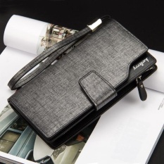Baellerry Gaya Korea Panjang Dompet Pria Kulit Tangan Casing Kredit Kartu Koin Pemegang With Tangan Tali Silver Grey
