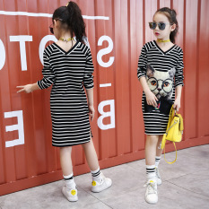 Kaos Gadis Lengan Panjang Atasan Musim Semi Kasual (Hitam)