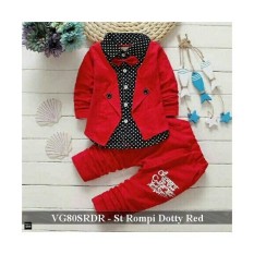 Baju Anak Cowo Bagus - Grosir Baju Anak Laki Laki - VG80SRDR - ST Rompi dotty red fit 3-5 tahun