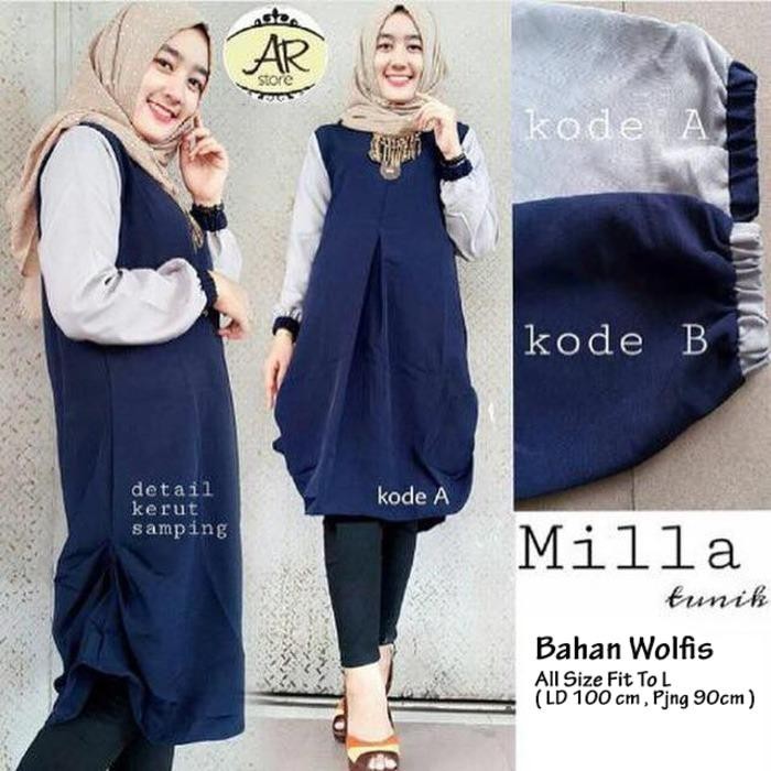 Baju Atasan Blouse Wanita Baju Muslim Blus Muslim Milla Tunik