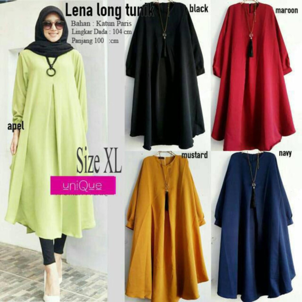 Baju Atasan Lena Long Tunik Baju Muslim Blus Muslim Blouse