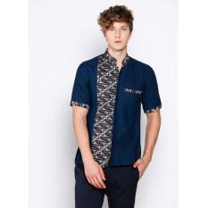 JogjaMarket Baju Atasan Pria Kombinasi Batik Dude - Blue