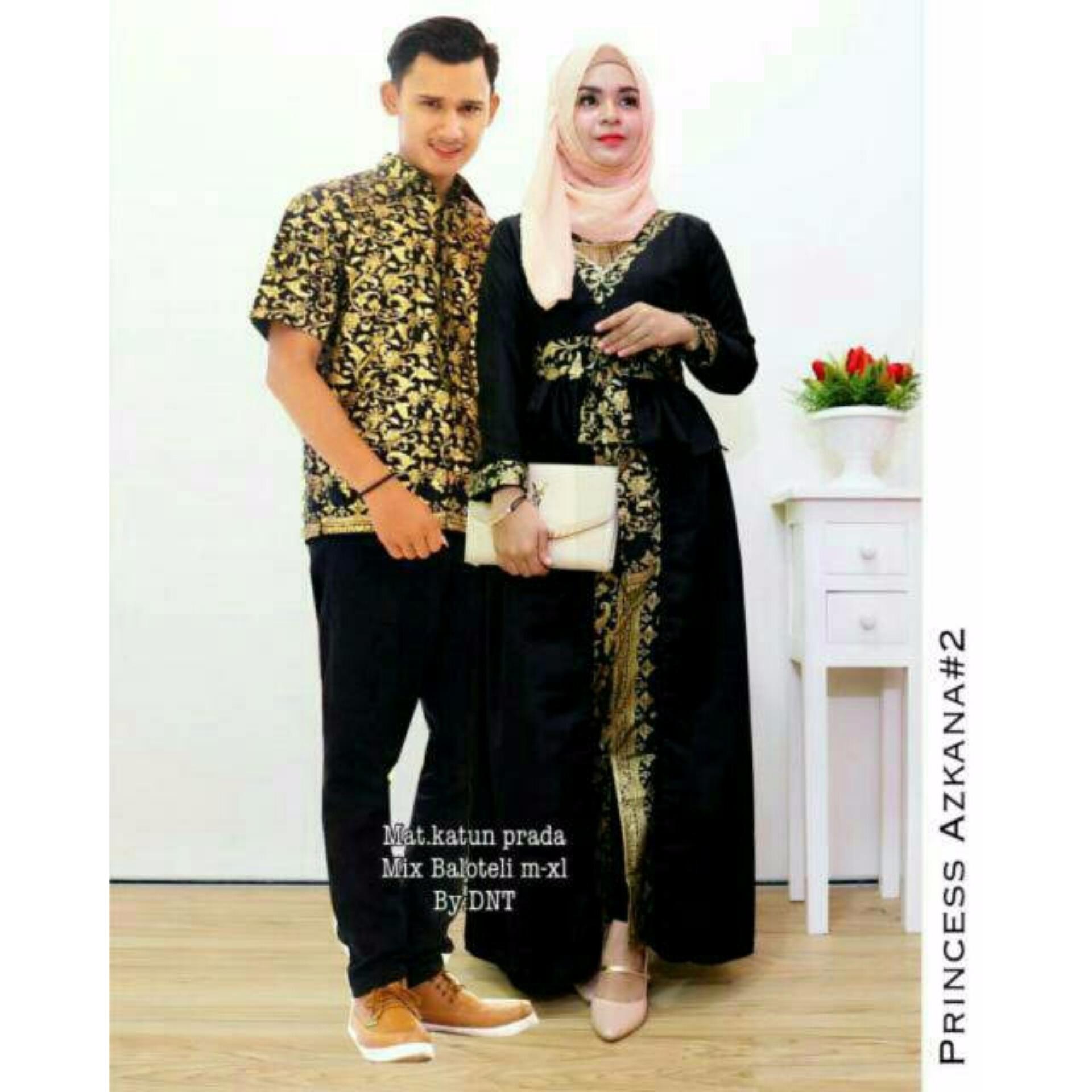 Batik Couple / Batik Sarimbit Azkana Couple - HITAM