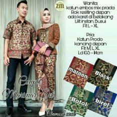 BAJU BATIK COUPLE SARIMBIT GAMIS MODEL THALIA COKLAT SERAGAM PESTA HIJAB MODERN KUTUBARU MURAH/HARGA GROSIR