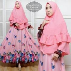 Baju Busana Muslim Balotelly Zaskia Peach Fashion Wanita Gamis Pesta