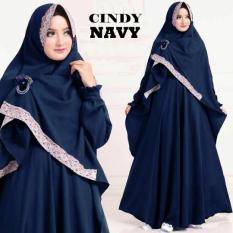 BAJU BUSANA MUSLIM GAMIS CINDY SYAR'i NAVY BERGO NO PED