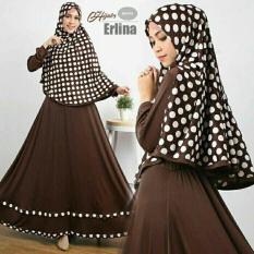 BAJU BUSANA MUSLIM GAMIS ERLINA SYARI BROWN PLUS HIJAB TANPA PED.