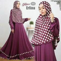 BAJU BUSANA MUSLIM GAMIS ERLINA SYARI PURPLE PLUS HIJAB TANPA PED.
