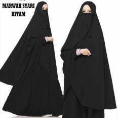 baru BAJU BUSANA MUSLIM GAMIS MARWAH HITAM BERGO NO PED +CADAR/ gamis syari/ terlaris