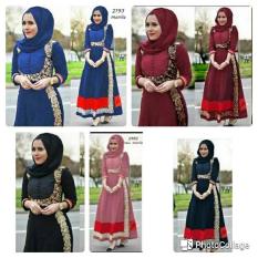BAJU BUSANA MUSLIM GAMIS NAURA SYARI BIRU DUSTY BUSUI BERGO NO PAD.
