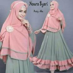 BAJU BUSANA MUSLIM GAMIS NAURA SYARI DUSTY ABU BUSUI BERGO NO PAD.