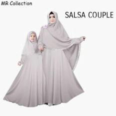 BAJU BUSANA MUSLIM GAMIS SALSA COUPLE HITAM IBU DAN ANAK PLUS HIJAB