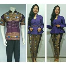 Baju Couple Batik Muslim Terbaru BSG400 Ungu
