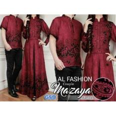 Baju Couple Muslim / Gaun Batik Gamis / Pasangan Mazaya Red
