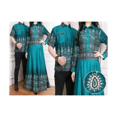 Baju Couple Pesta / Baju Pasangan Gamis Wanita Plus Kemeja Pria Kartika Warna Tosca