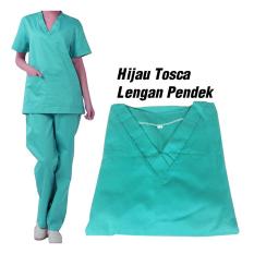 Baju Dokter / Baju Jaga / Baju Oka Lengan Pendek Warna Hijau Tosca