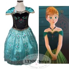 Lynn Design -Baju Dress Kostum anak gaun pesta Princess Anna elsa Frozen Green