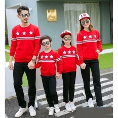 Baju Family Couple | Kaos Pasangan Keluarga | Kopel | Kapel 2 Anak Lengan Panjang Star