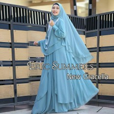 Baju Fashion Wanita Dress Gaun Muslim Gamis Premium Cracella Biru Muda