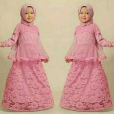 Baju Gamis Anak Perempuan Dress Pink Brokat