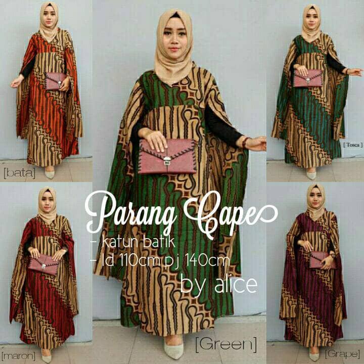 Baju Gamis Batik Wanita Jumbo Long Dress Maxi Cape Parang
