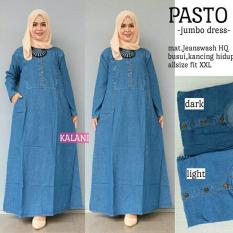 Baju Gamis Long Dress Maxi Wanita Muslim jeans busui jumbo XXL pasto