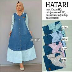 Baju Gamis Long Dress Maxi Wanita Muslim Jeans Hatari Busui Jumbo XXL