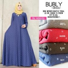 Baju Gamis Long Dress Maxi Wanita Muslim motif Bubly fit XXL jumbo