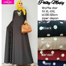 Baju Gamis Long Dress Maxi Wanita Muslim polkadot polky fit jumbo XXL