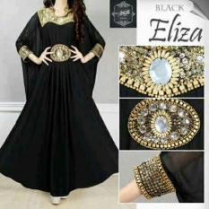 Baju Gamis Maxy Dress Syahrini Muslim Kaftan Elegance Eliza Black