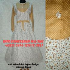 Baju Gamis Muslim Cantik Untuk Lebaran Mat Katun Lokal Japan Design Kancing Depan