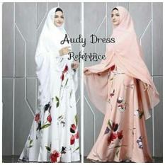 Baju Gamis Muslim Pesta Wisuda Lebaran Syari Remaja 120055 SYARI AUDI (PUTIH- SALEM)