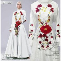Baju Gamis Muslim Pesta Wisuda Lebaran Syari Remaja 120116 GAMIS PESTA BORDIR NIZLAR (2) PUTIH